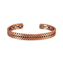 ( copper) Women's Tri-Color Magnetic Copper Bracelet - Wheat/Silver/Copper Adjustable Energy Bangle