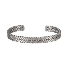(silver) Women's Tri-Color Magnetic Copper Bracelet - Wheat/Silver/Copper Adjustable Energy Bangle