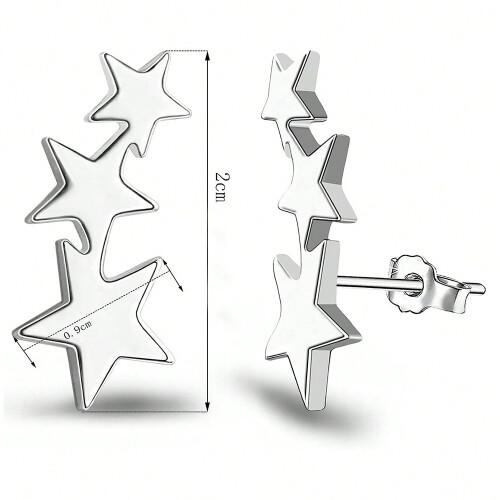Sterling Silber Stern Ohrstecker ， Hypoallergene Sterne Post Ohrringe 1