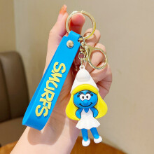 (Smurfette)De Smurfen Papa Jokey Smurf Smurfette Siliconen Sleutelhanger Cartoon Bedel Blauw