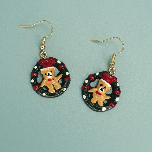 Boucles d'oreilles ours de dessin animé de Noël mignonnes et uniques 2