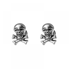 Boucles d'oreilles tête de mort en acier inoxydable, boucles d'oreilles punk tendance pour hommes