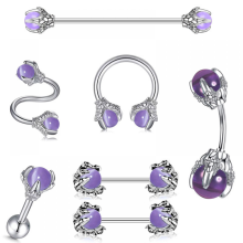 Anneau de nez en cristal, clou de nez, boucles d'oreilles en acier médical argenté