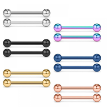 Piercing de téton, piercing de langue, barre en acier médical, anneau de langue