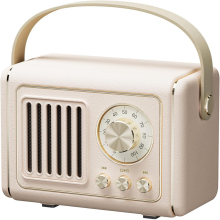 (Blanc) P19 Haut-parleur Bluetooth rétro avec radio FM et caisson de basses sans fil avec poignée
