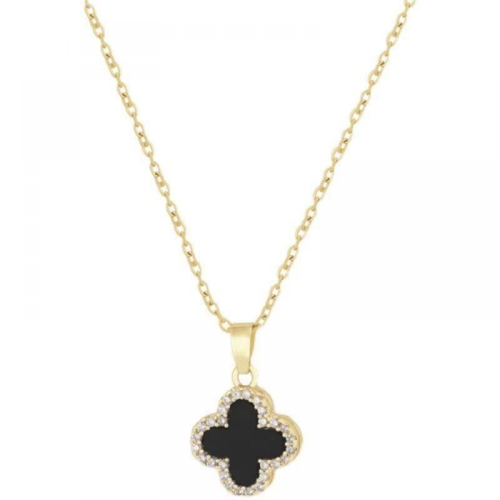 Collana con ciondolo a quadrifoglio bifacciale