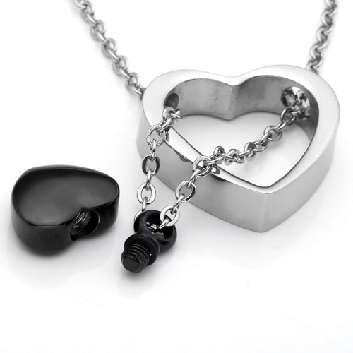 Collana con ciondolo commemorativo a doppio cuore, per uomo e donna 1