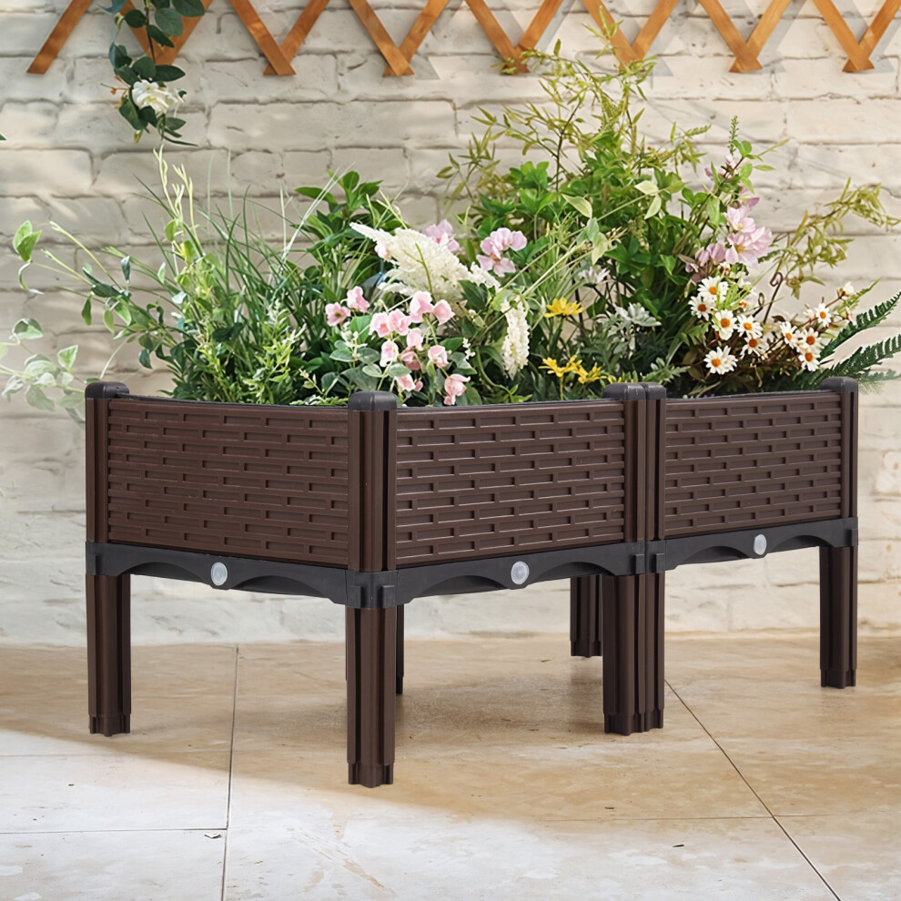 Plastic Raised Garden Bed Planter Box, 80cm(W) x 40cm(D) x 33cm(H)
