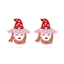 Brincos de menina com chapéu pingando óleo personalizados e interessantes