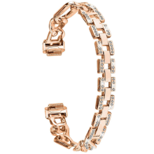 (Ružové zlato) Kompatibilné s Fitbit Inspire 3 Alloy Metal Watch Band Bling Rhinestone Decor Bracelet Strap Remienok - Ružové zlato