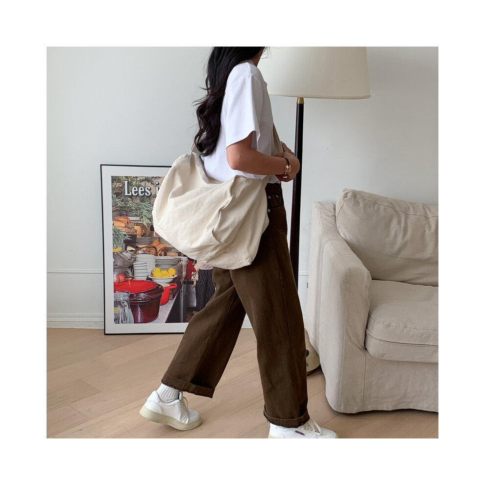 Sac en toile rétro de grande capacité / sac à bandoulière / sac en toile simple / sac à provisions / sac en toile multi-poches / sac quot