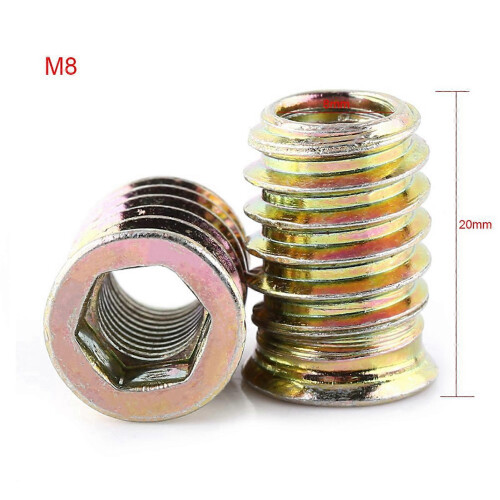 (As show, One size) Nut Wood Insert Hexagonal Socket Nut Furniture Fix (M8*20mm) 1