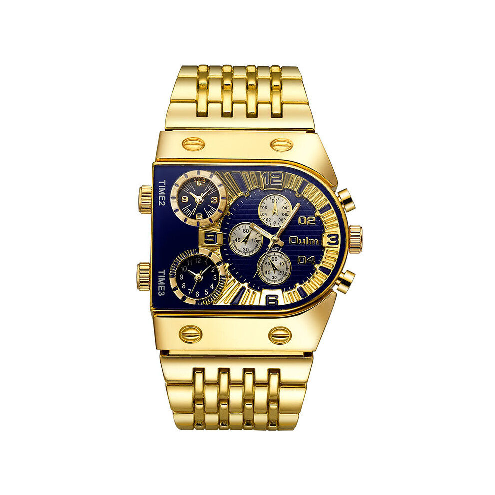 Montre à quartz militaire étanche dorée de 47 mm