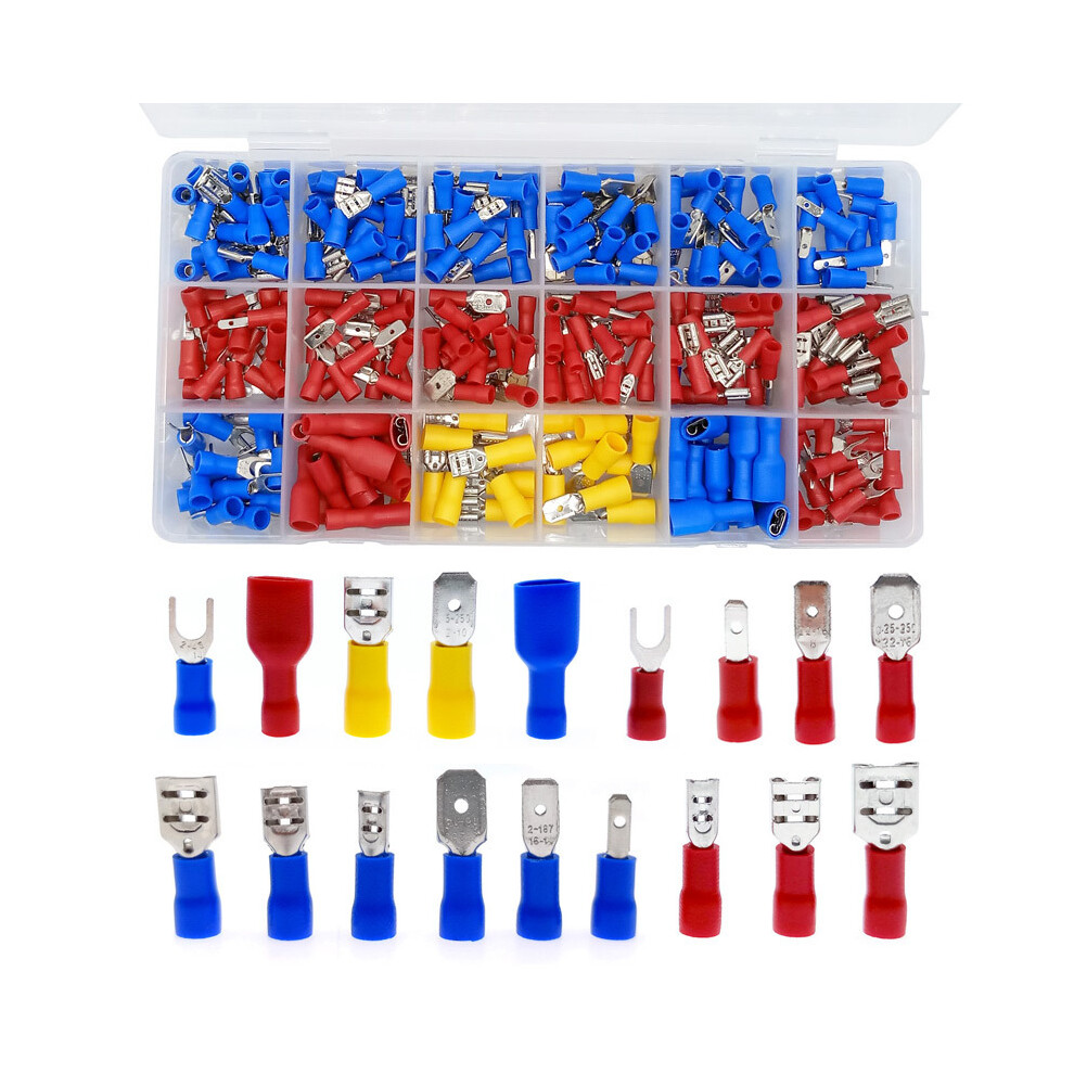 Coffret d'assortiment de 330 cosses électriques à sertir simple avec boîte de rangement