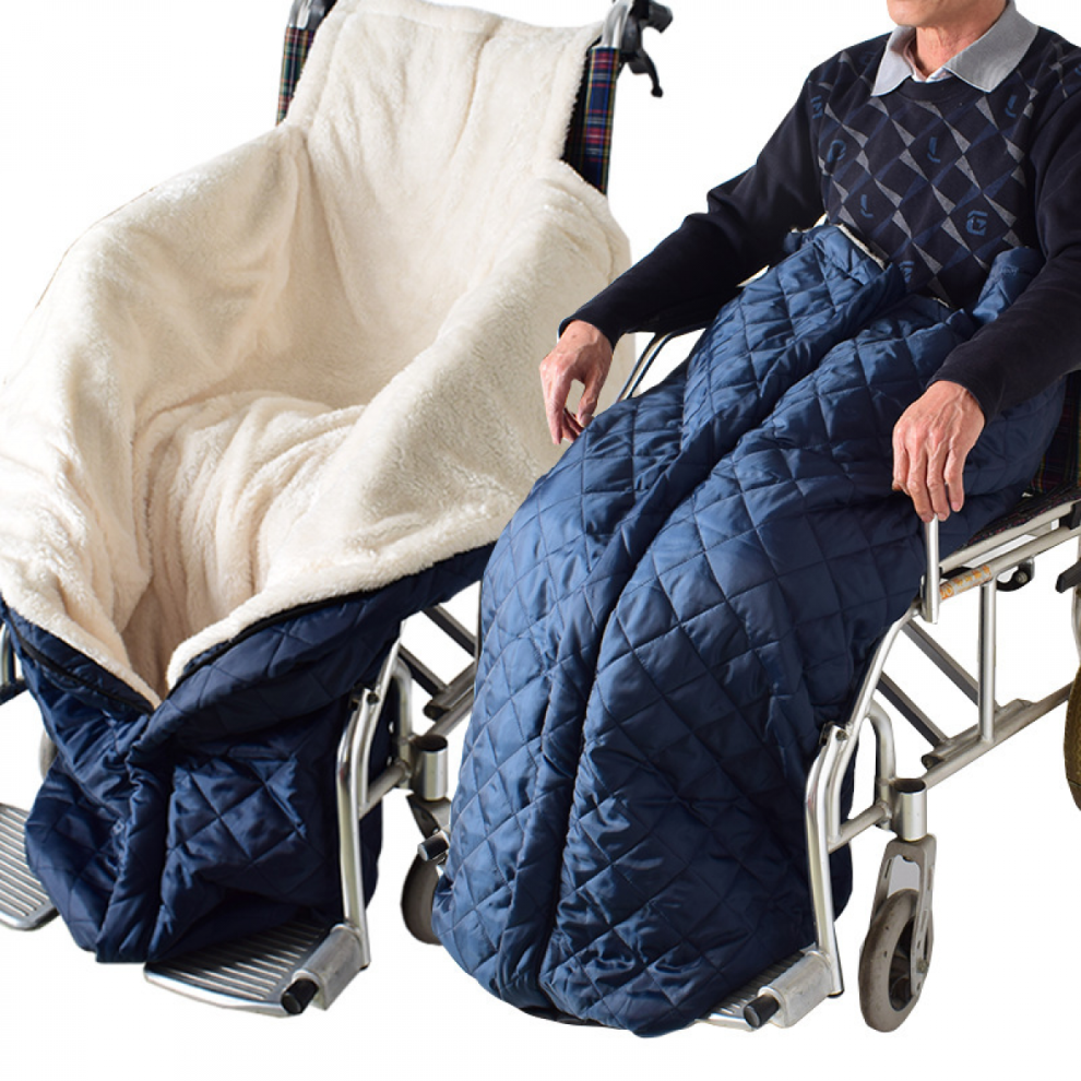 Couverture pour fauteuil roulant - Coupe-vent et chaude - Adultes - Convient aux fauteuils roulants - Bleu