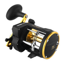 (As show, One size) Full Metal Trolling Fishing Reels Right Hand Drum Wheel Boat Sea Fishing Reel