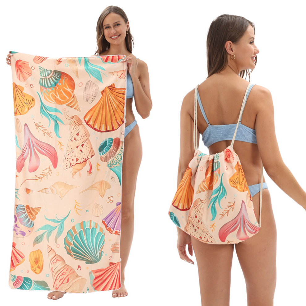 Sac à dos pliable 2 en 1 pour serviette de plage – Camping, yoga et voyage, tapis de plage convertible et sac de transport YTB-001-4