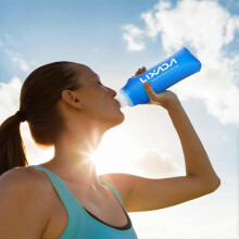 (As show, One size) Lixada Portable Bottle Soft Flask Soft Water Bottle Portable Kettle with Filter for Camping Running and Other Outdoor Activities 500 ML