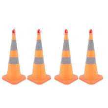 (As show, One size) 4Pcs 28in Collapsible Traffic Cone Multipurpose Popup Reflective Safety Cones with Light for Parking Lot Road Orange