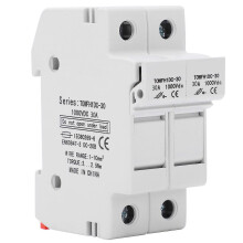 (As show, One size) Fuse Holder Base 2 Pole DIN Rail Mount Power Distribution Control Equipment TOWFH1DC 1000VDC 2P20A