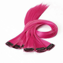 YZ Lot de 10 extensions capillaires synthétiques à clipser avec mèches colorées (rose rouge)