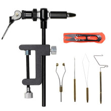 (As show, One size) Fly Tying Tools Combo Kit Fly Tying Vise Bobbin Holder Threader Needle Whip Finisher Scissors
