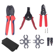 (As show, One size) Solar Crimper Tool Kit 2.5 4 6mm Solar Crimper with Wire Cutter Stripper 2 Multifunctional Wrench and Connector