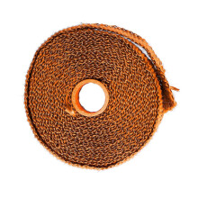 (As show, One size) 5m Exhaust Heat Wrap Insulation Tape Glass Fiber with Alloy Steel Tie for Car MotorcycleOrange