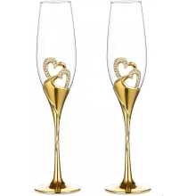 YZ Zekai Lot de 2 flûtes à champagne en cristal doré pour mariage, verres à vin ...