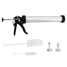 (As show, One size) Jerky Gun 15in Beef Stick Maker Easy Cleaning Cooking Tool Set Kit with Round Flat Nozzle