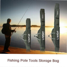 (170cm, Black) 100cm/130cm/150cm Fishing Bag Portable Folding Fishing Rod Reel Bag Fishing Pole Gear Tackle Tool Carry Case Carrier Travel Bag Storage Bag Organizer