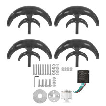 (As show, One size) Wind Turbine Kit 800W 4 Blade Generator AC Motor Solar System Lantern Type DoubleLayer Black(48V )
