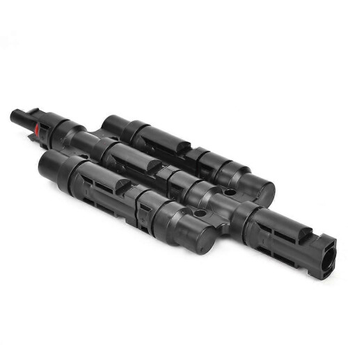 (As show, One size) 2 Pcs 4-Way Solar Cable Adapter 1 to 3 T Type Solar Panel Cable Adaption Connector 1