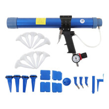 (As show, One size) 1/4in Pneumatic Glass Glue Gun with Pressure Gauge Adjustable Speed Sealant Soft Glue Tool 600ml Capacity