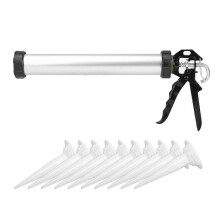 (As show, One size) 1pc Aluminum Tube Silicone Caulking Gun 600ml Caulk Tool with 10 Nozzles