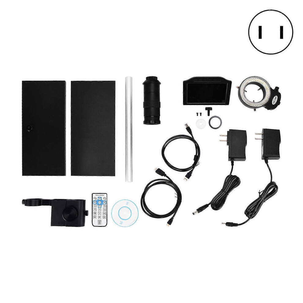 (As show, One size) 800X 24MP 5in HD Digital Microscope with Metal Stand 130X C Mount Lens Ring Light for Mobile Phone Repair AC100240VUS Plug-image-OPC-PHH9YPY-NEW