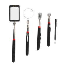 (As show, One size) 5Pcs Magnetic Pickup Tool Pick Up Rod Telescopic Mirror with LED Lamp for Inspection Maintenance