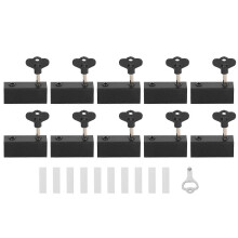(As show, One size) 10Pcs Sliding Window Lock Dual Hole Adjustable Aluminium Alloy Security Door Stopper with Key Wrench for Home Office Black