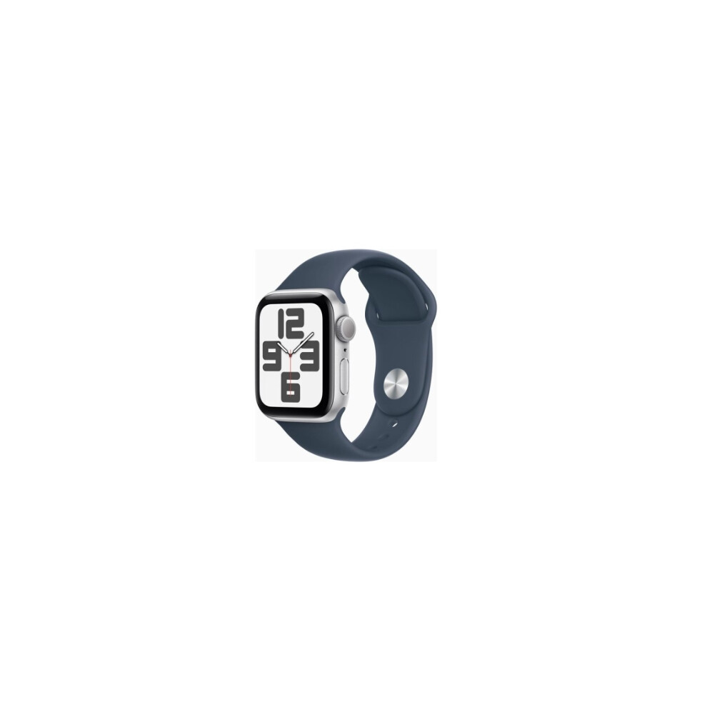 Apple Watch SE (GPS) - 2nd generation - 40 mm - silver aluminium - smart watch with sport band - fluoroelastomer - storm