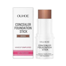 (Brown * 7G) Ouhoe Concealer Stick Foundation Series Portable Waterproof Sweat-Proof Moisturizing Non-Greasy Lightweight Smear-Proof Makeup Foundation