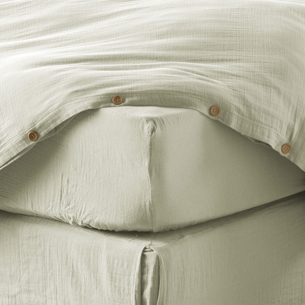 Drap housse 160x200 cm en Gaze de coton Vert d'eau