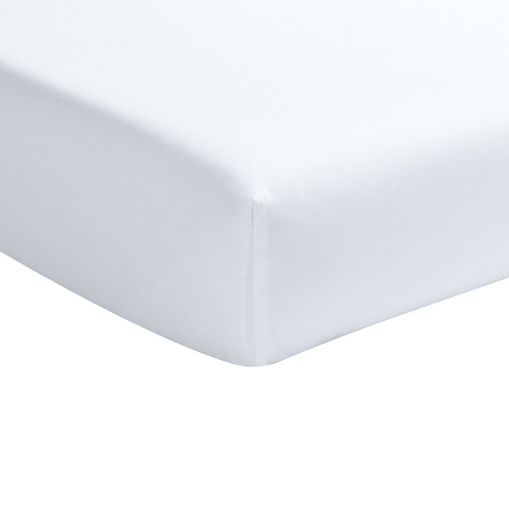 Drap housse 180x200 cm Percale de Coton Blanc Nuage