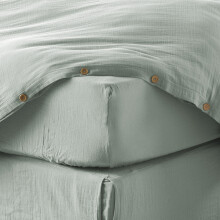 Drap housse 180x200 cm Gaze de Coton Eucalyptus