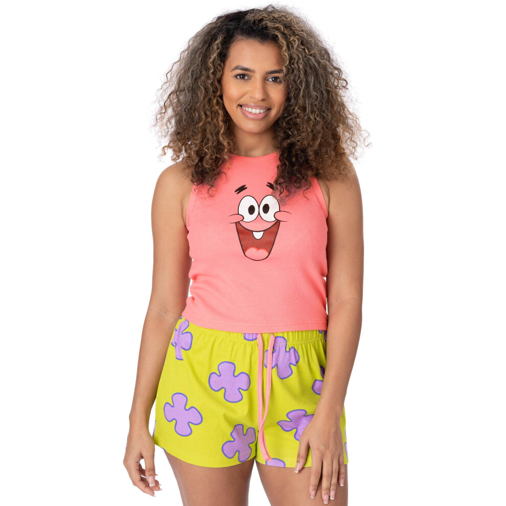 (Large) SpongeBob SquarePants Vest and Shorts Pyjama Set (Womens Pink)