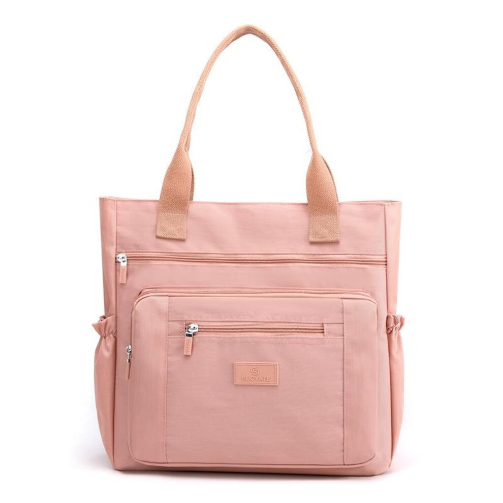 (pink, 36x15x36cm) Yogodlns Warterproof Nylon Shoulder Bag Female Large Capcity Tote Bag Fashion Handle Bag Shopping Bag Travel Handbag and Purse