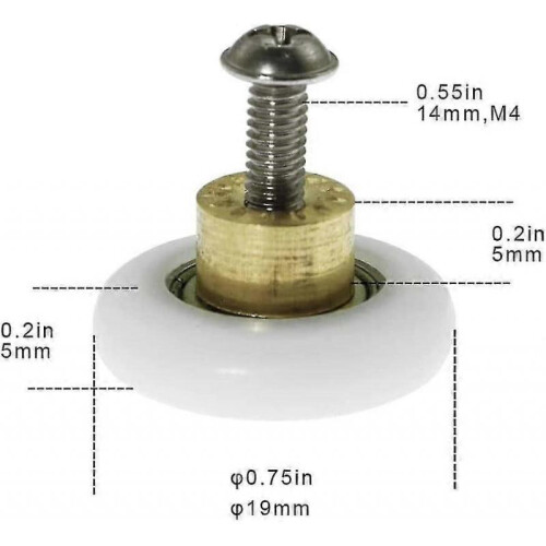 4X Replacement Shower Door Rollers/Runners/Wheels 19mm Diameter 2