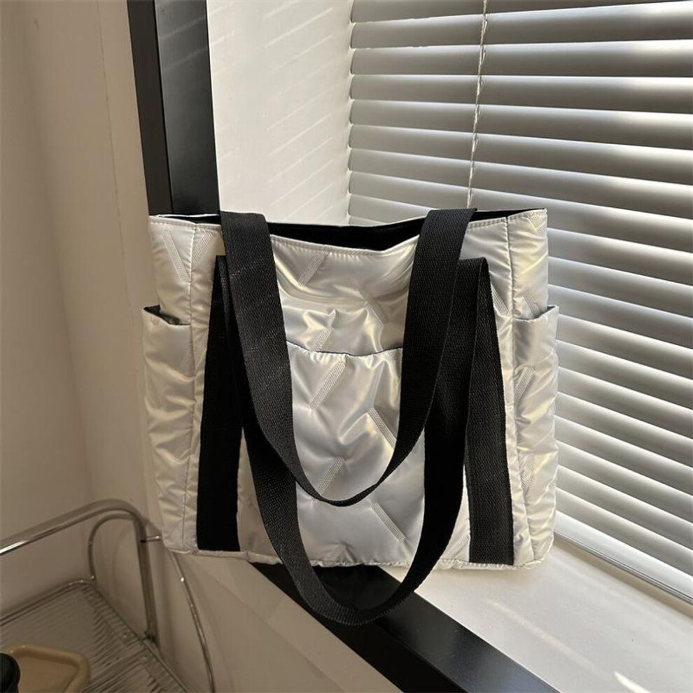 (white, 36x10.5x29.5cm) Yogodlns Casual Tote Bag for Women Space Cotton Shoulder Bag Large Capacity Ladies Puffy Handbags Quilted Work Commute Shopping Bag