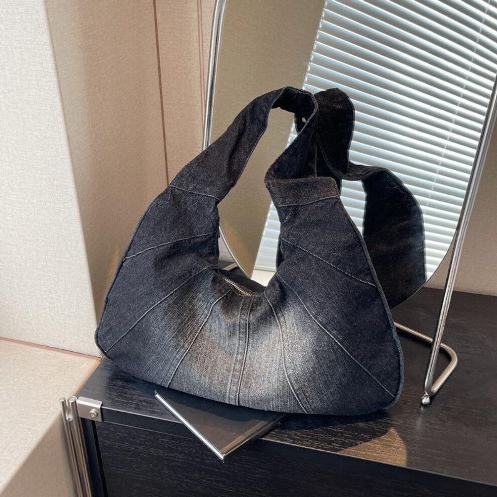 (black, 40x8x21cm) Yogodlns Vintage Denim Women Totes Brand Fashion Causal Shoulder Bag Large Capacity Female Shopper Hobo Armpit Bag