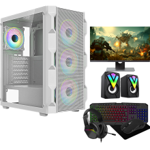 Gaming PC Luna White Dual Monitor core i5 16GB RAM 128GB +1TBGT710 2GB