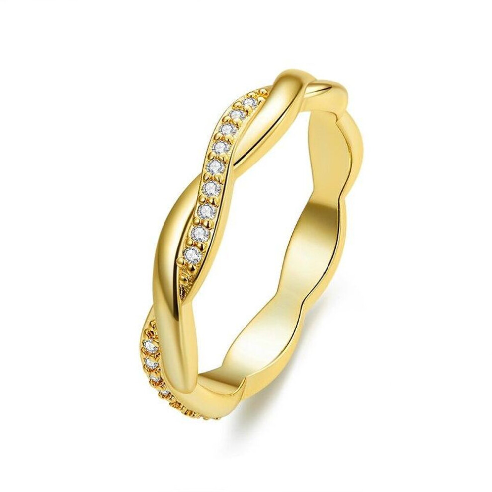 (gold, 8) BAMOER 925 Sterling Silver Simple Twisted Ring Size for 6 7 8 9 for Women 14K Gold Plated Eternity Band Ring 3 colors Fine Jewelry